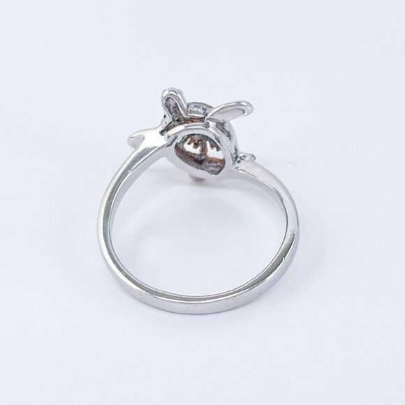 Vintage Sterling Silver 925 Cubic Zirconia Two-Tone Sea Turtle Ring Size 8 - Picture 5 of 9